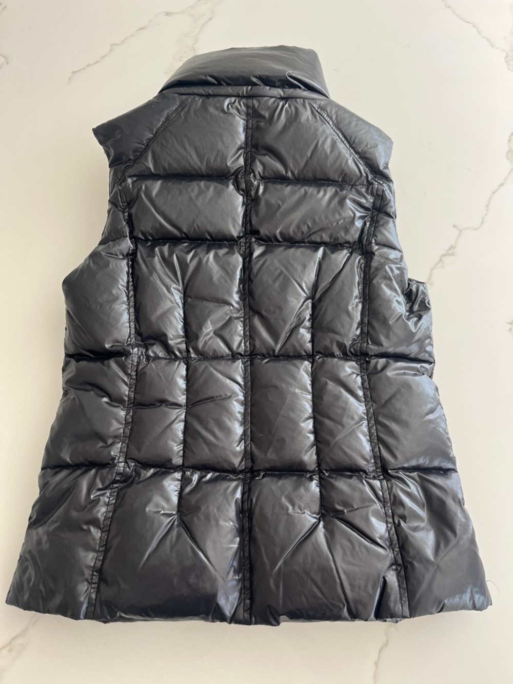 S13 New York Kylie Puffer Vest Black Glossy Down Fill High Neck Small - Picture 8 of 9